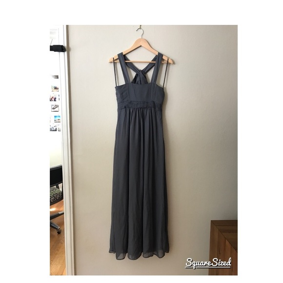 Gray Chiffon Maxi Bridesmaid Dress - Picture 1 of 3