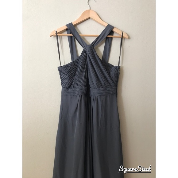 Gray Chiffon Maxi Bridesmaid Dress - Picture 3 of 3