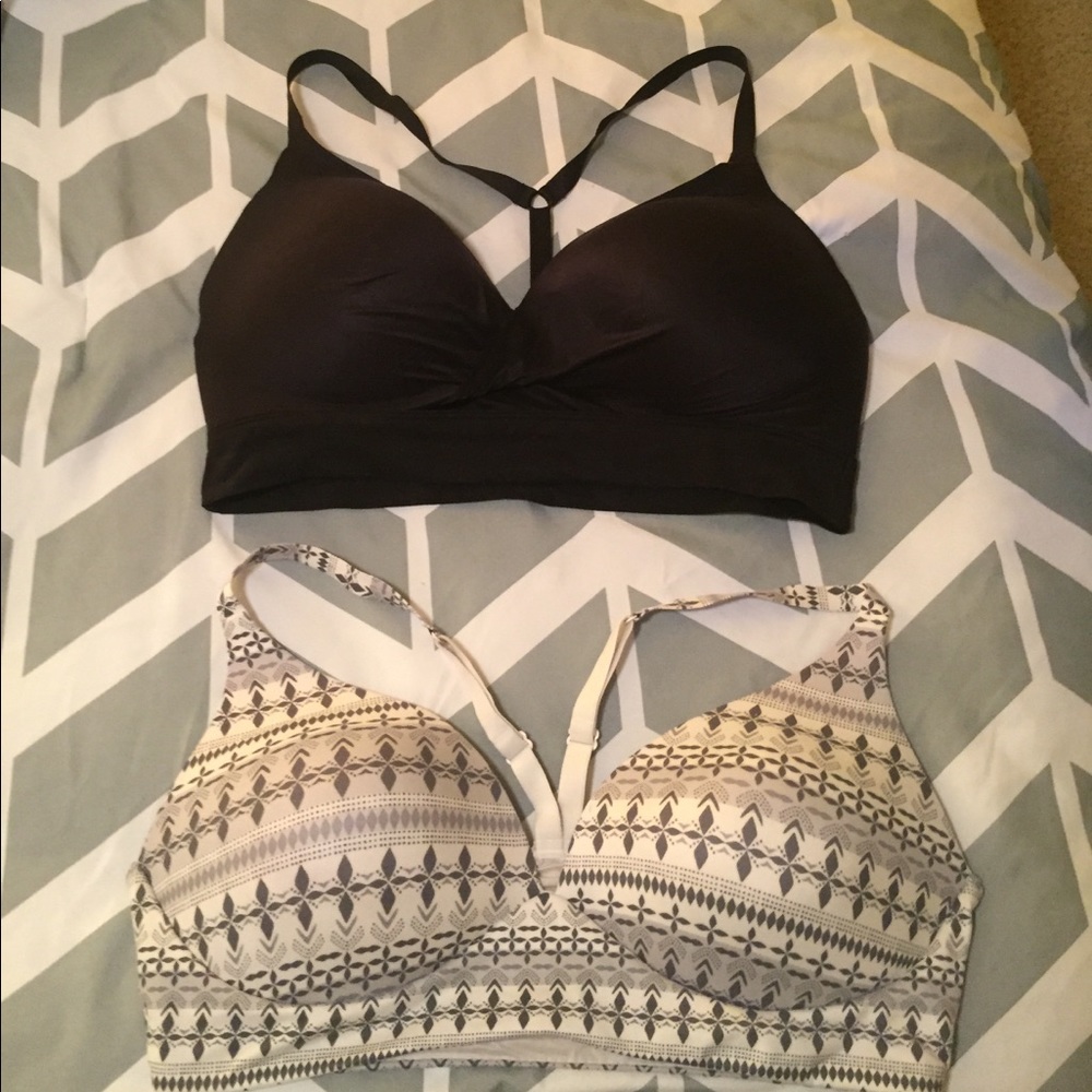Two 38D Victoria Secret racer back bras.