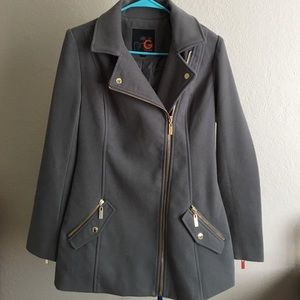 Side Zip Trench Coat with gold metallic zippers.