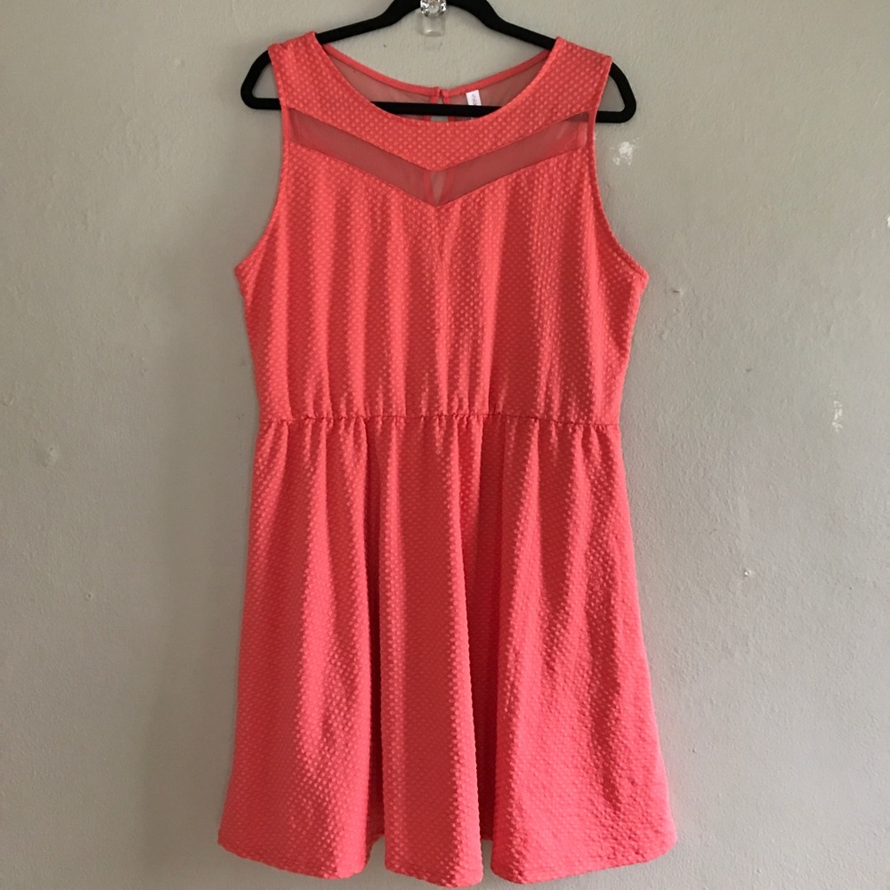Cute salmon pink dress with see through detail