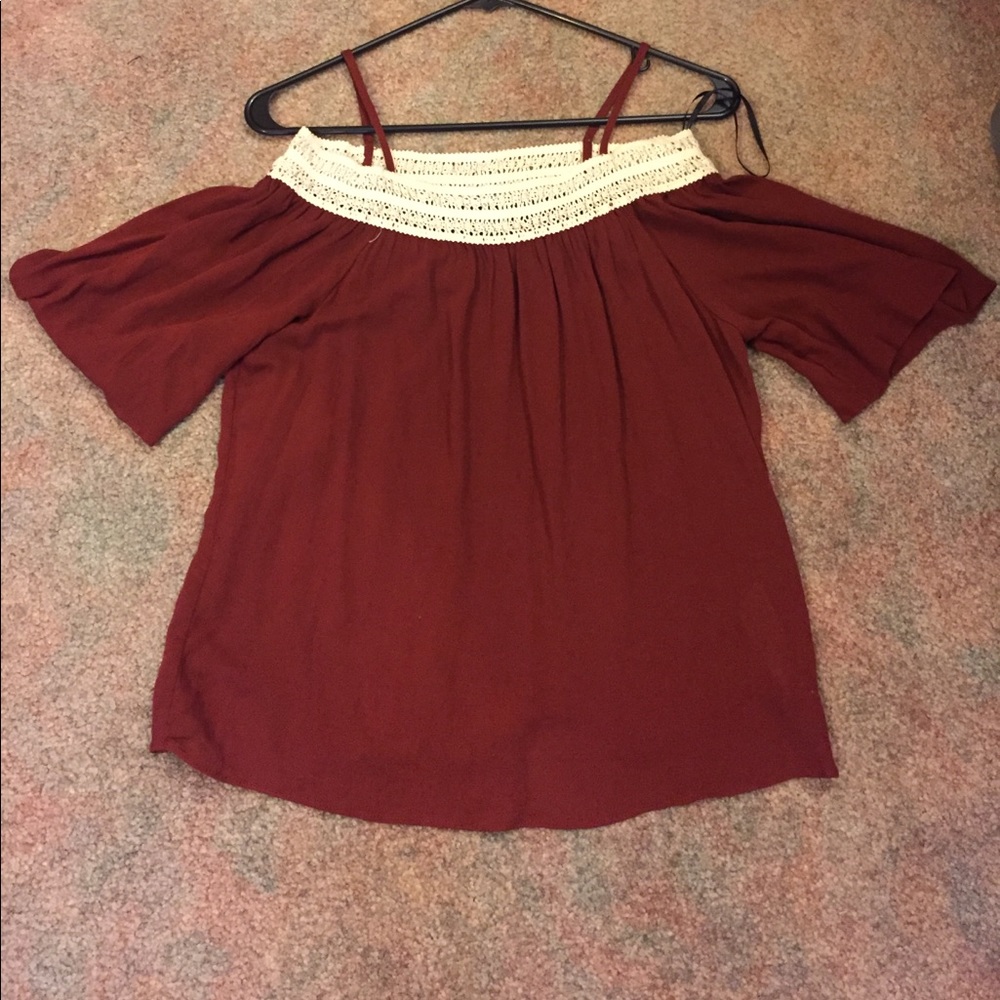 Burnt Orange Off the Shoulder Top