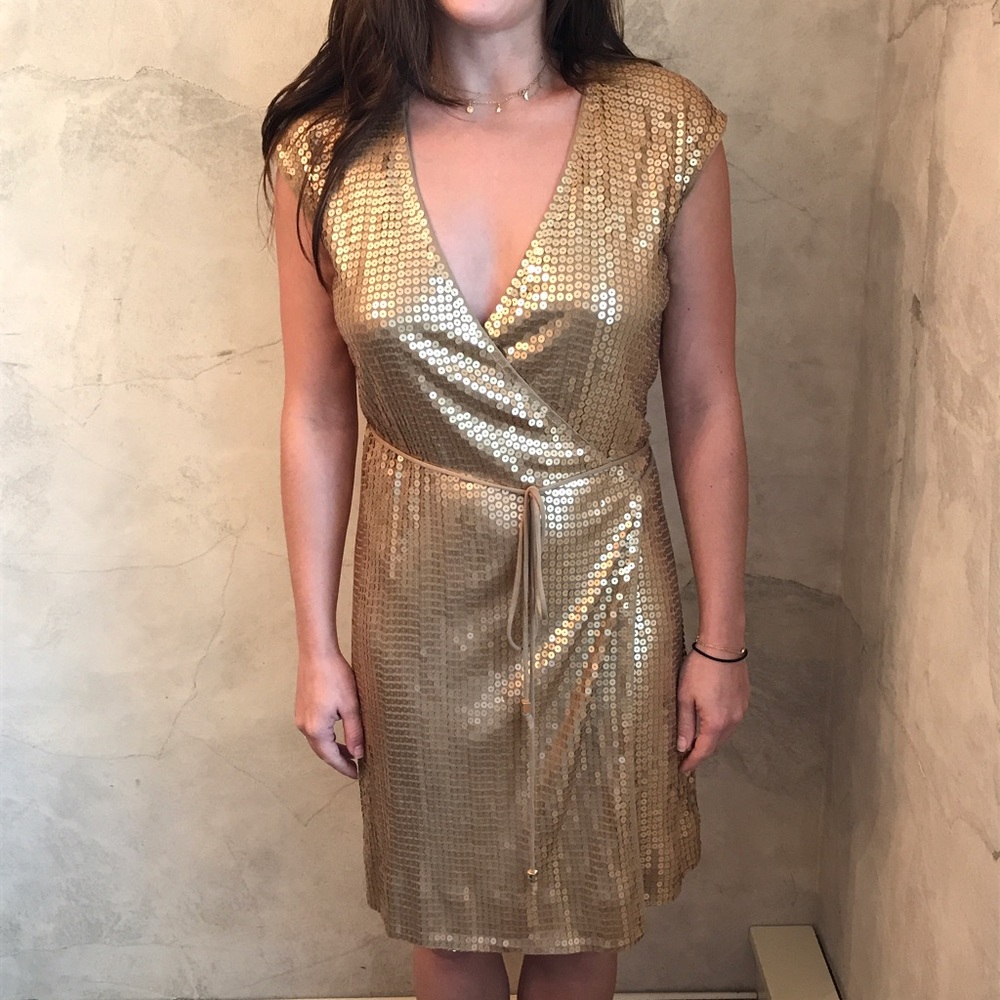Michael kors metallic sequin wrap dress