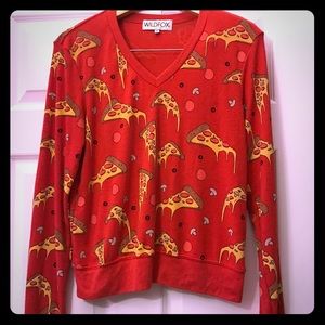 Wildfox red long sleeve pizza tee  🍕 ❤️😍