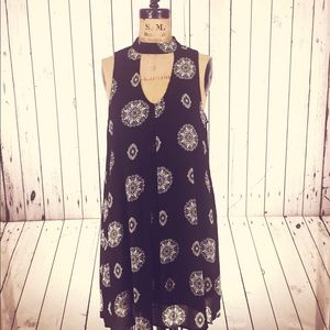 Black w/ White Pattern A-Line Dress