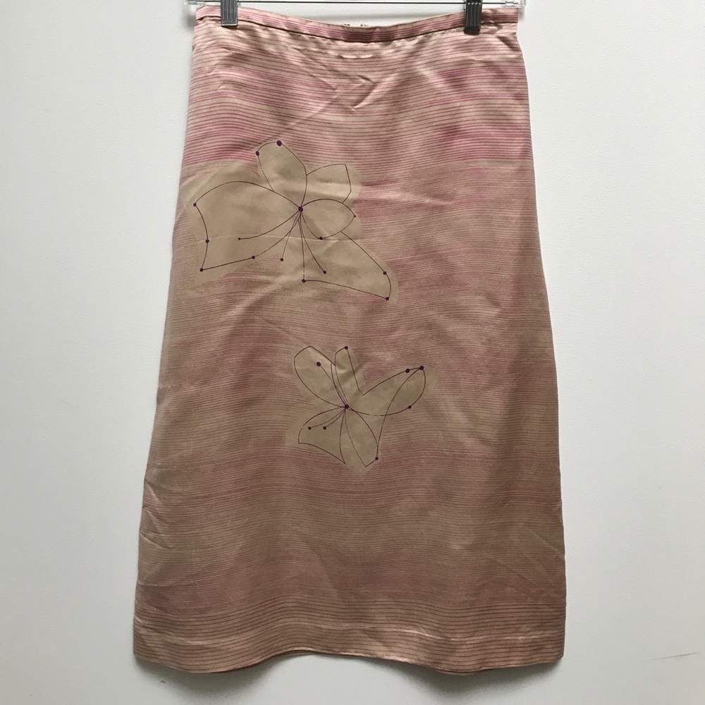 French Connection silk pink graphic a-line skirt