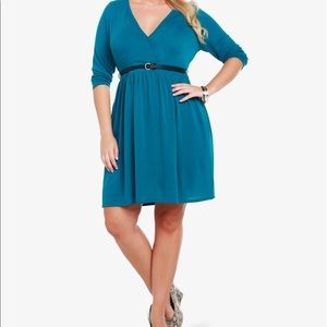 Torrid Blue faux surplice wrap Dress with pockets