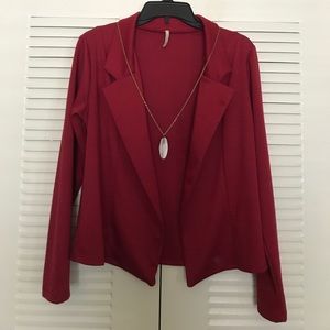 Olivia Moon Red Knit Blazer