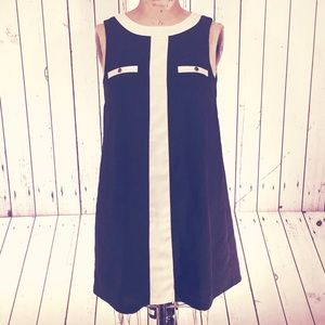 Black w/ White Accent Midi Dress