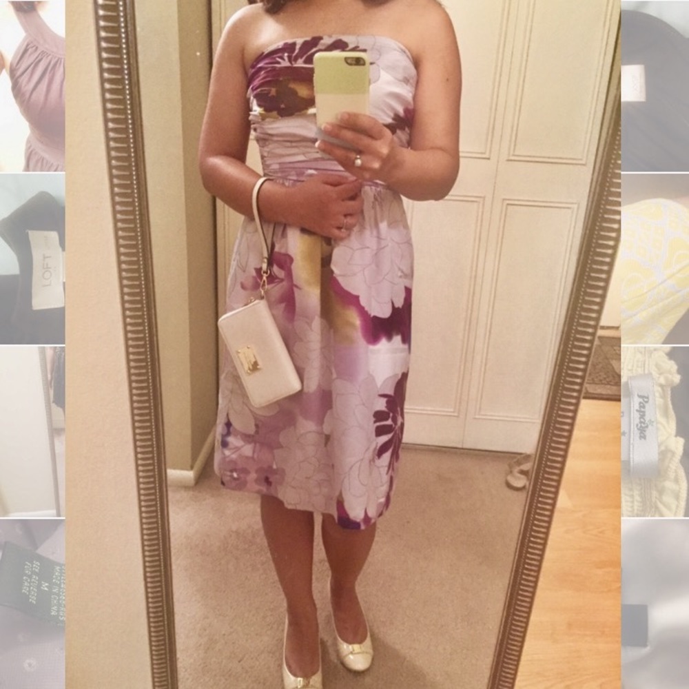 🔵🌟 The Limited - Purple floral strapless dress