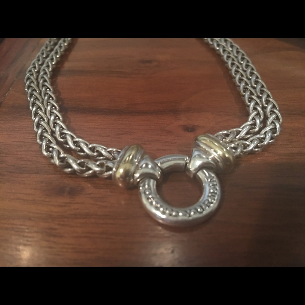 David Yurman Double Wheat Chain 18k Silver Circle