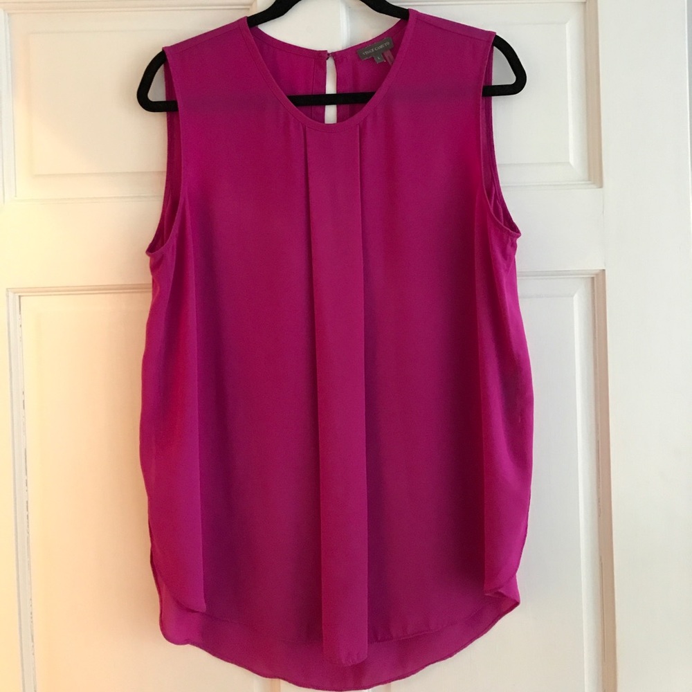 vince camuto magenta  plead blouse
