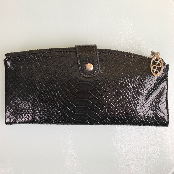 Handbags - Black Faux Snakeskin Clutch Wallet