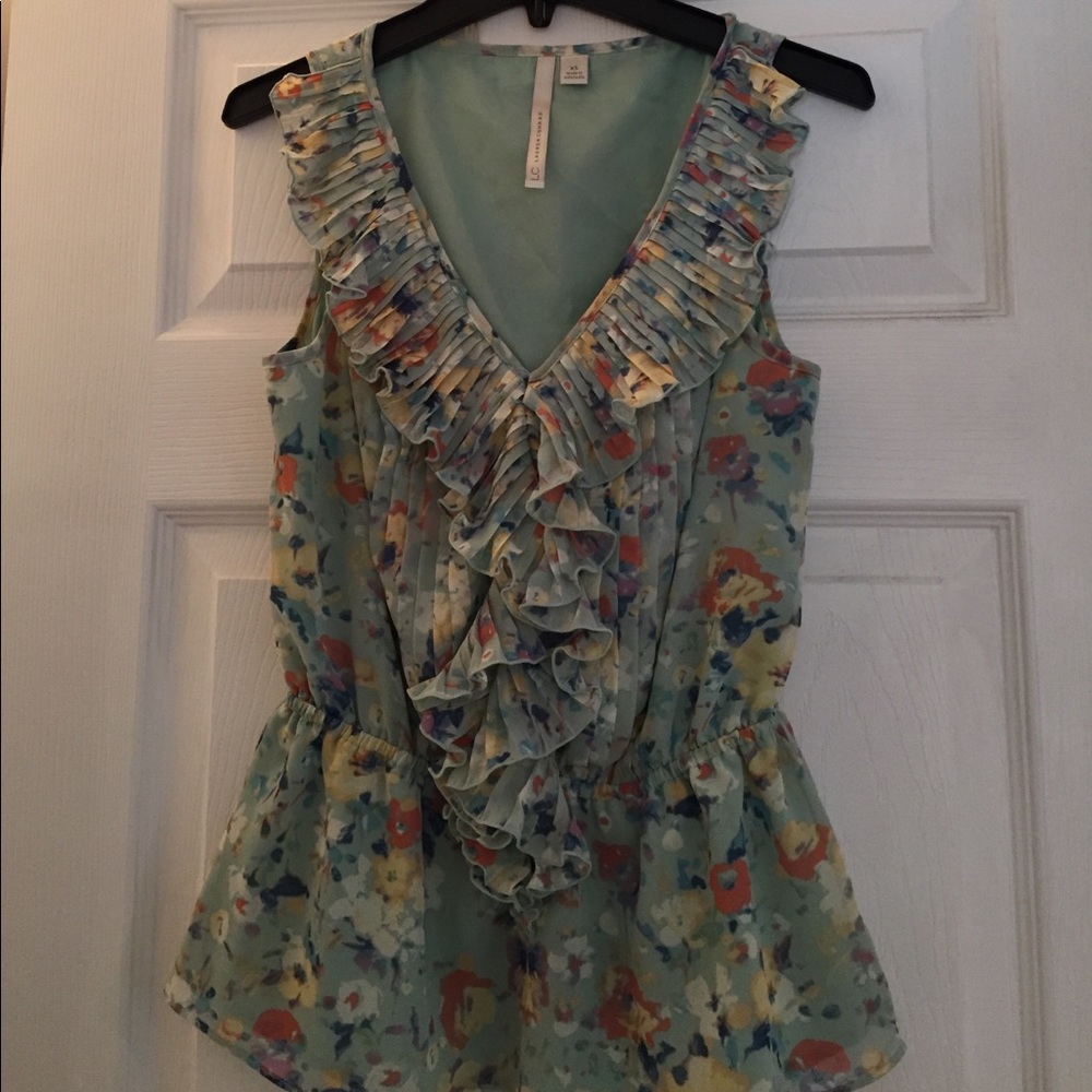 Sleeveless Lauren Conrad floral blouse