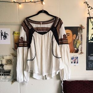 Free People Embroidered Peasant Top