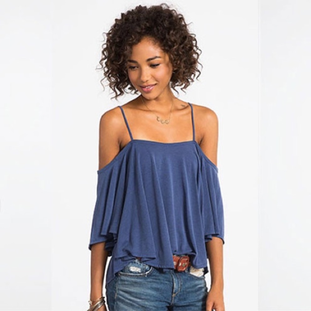 Cold shoulder shirring top