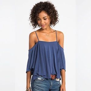 Cold shoulder shirring top