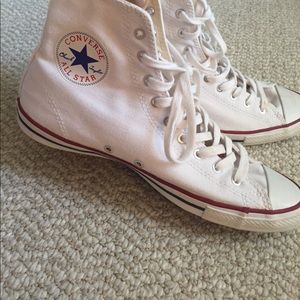 white converse high tops size 7