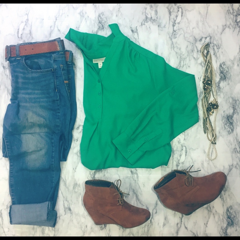 Emerald Green Polyester Blouse