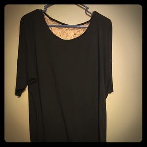Plus size black top with lace back