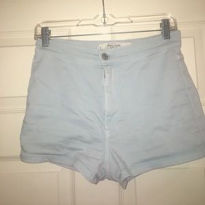 A&F Light Blue High-Waisted Short Shorts