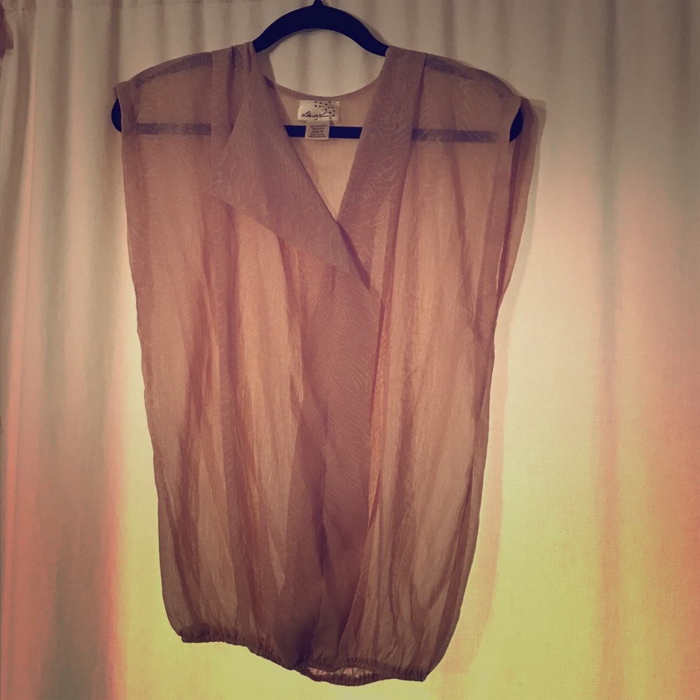Sheer blouse in blush.