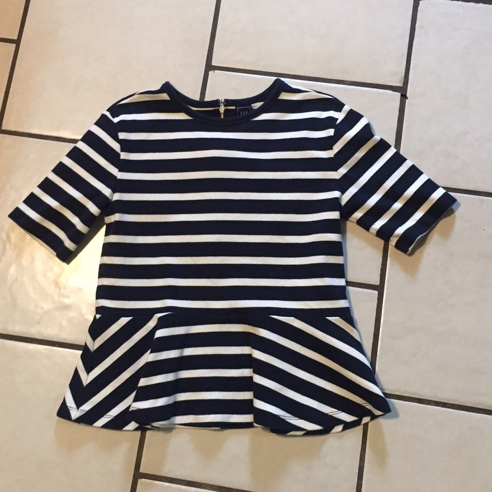 Blue/white striped Gap Peplum Top