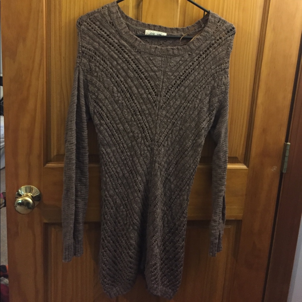 Brown Knitted Knee Length Sweater Dress