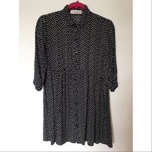 navy and white button down causal dress