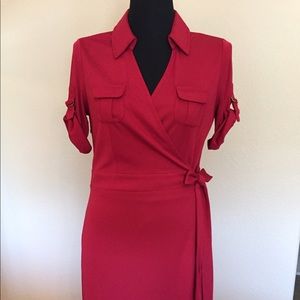 Ann Taylor Loft red wrap dress
