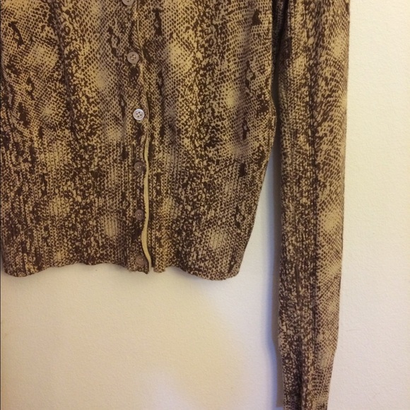 Express snakeskin brown button up Cardigan sweater - Picture 2 of 5