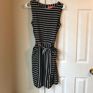 Black and white striped dress