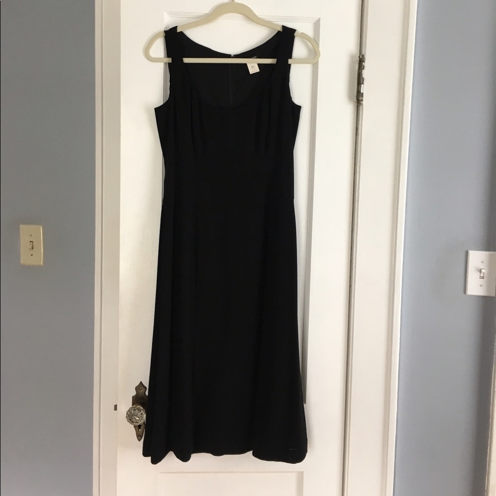 J. Crew black mid calf thin wool dress