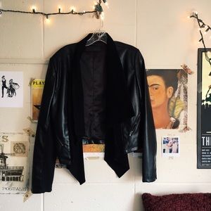Faux Leather Jacket with Faux Suede Flaps