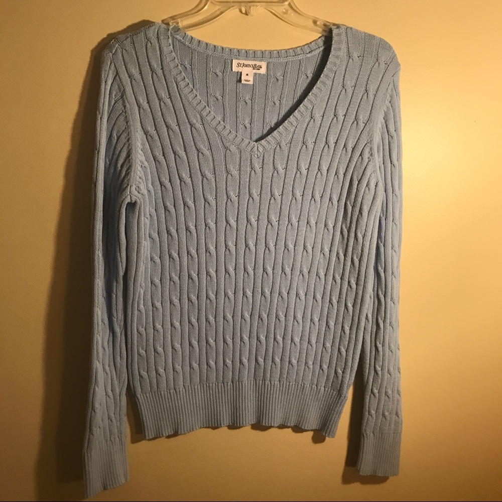 Blue cable knit sweater