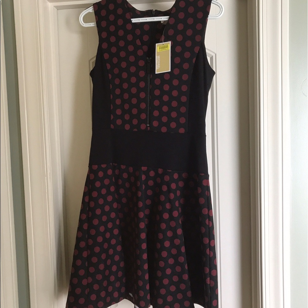Michael Kors garnet/black polka dot dress