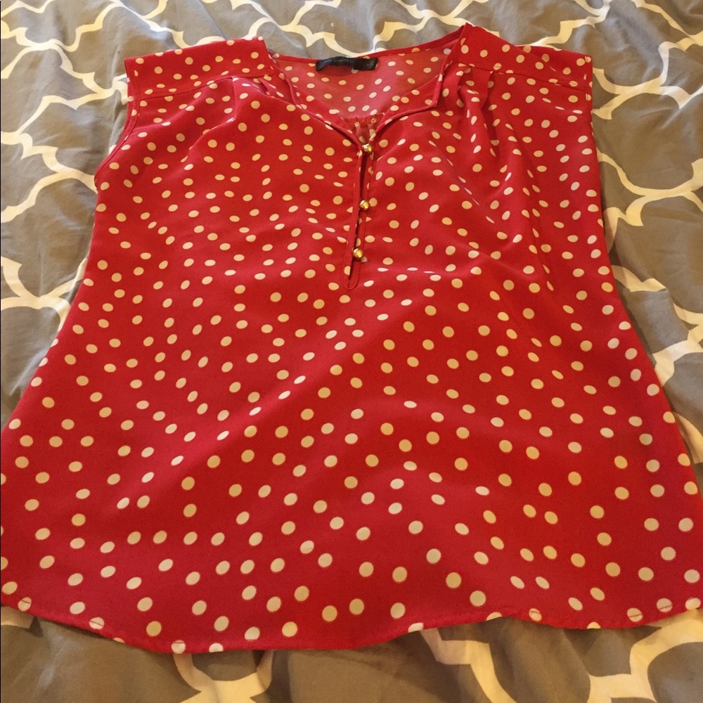 Red and white polka dot top from the Limited