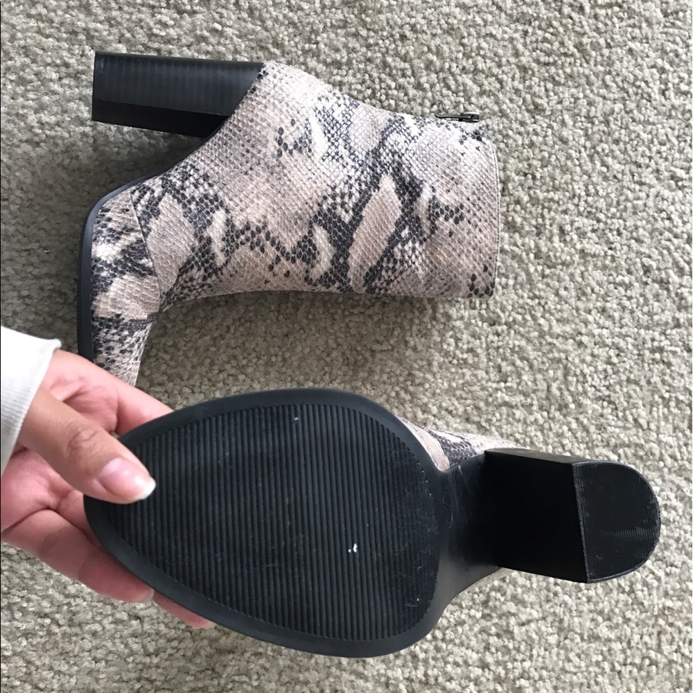 • Snakeskin Patterned Heel Booties •