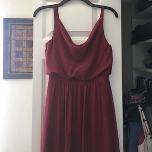 Long burgundy bridesmaids dress