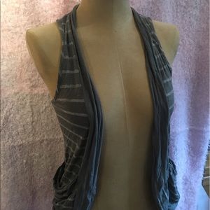 Green stripe vest cover up