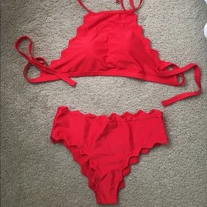 Brand new red halter bikini size Medium