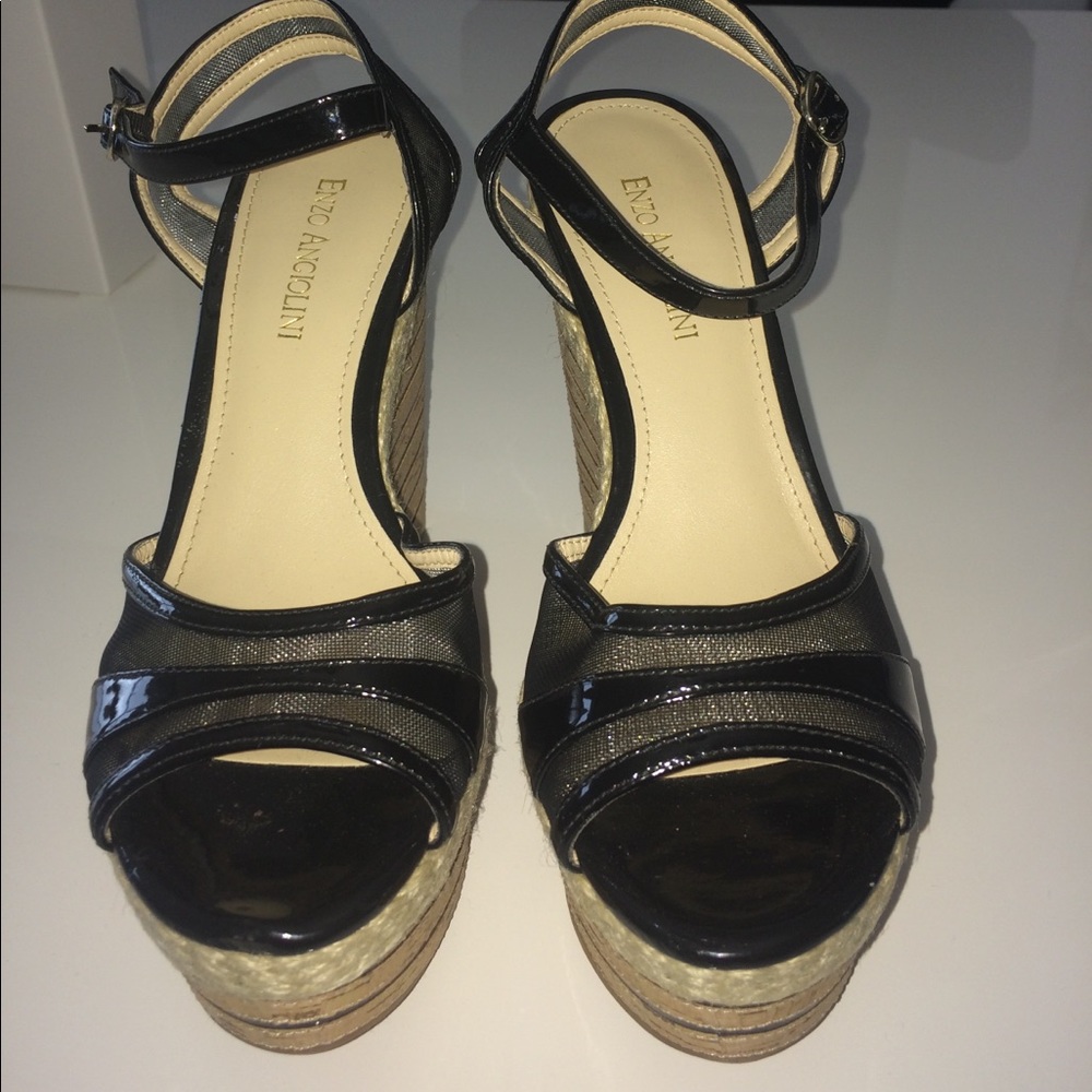 Black wedge sandals