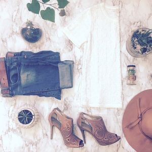 White Patterned Loft Blouse