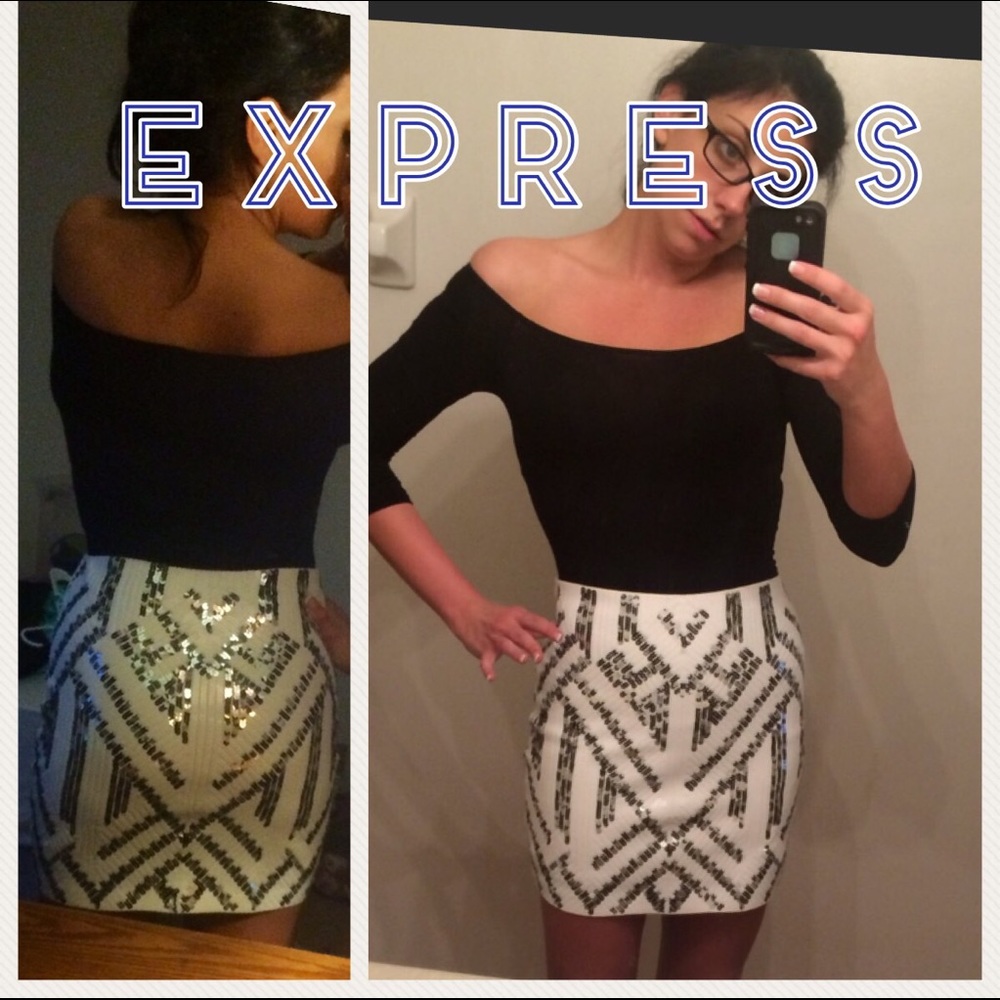 Express Sequin Mini Skirt in Excellent Condition!