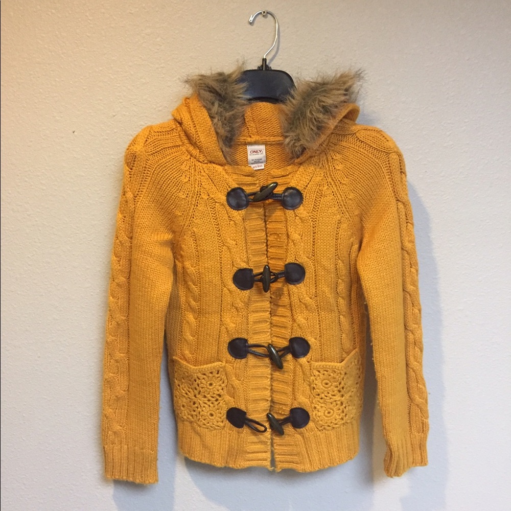 Only Mustard yellow toggle closures cardigans