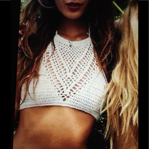 NEW Boho Gypsy Crochet Bikini  Crop Top Size - Picture 4 of 8