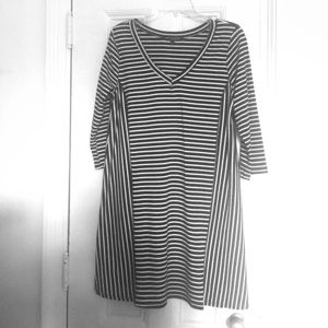 Classic black and white striped a-line dress