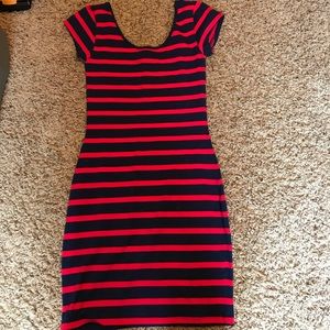 Navy and red hip hugging dress