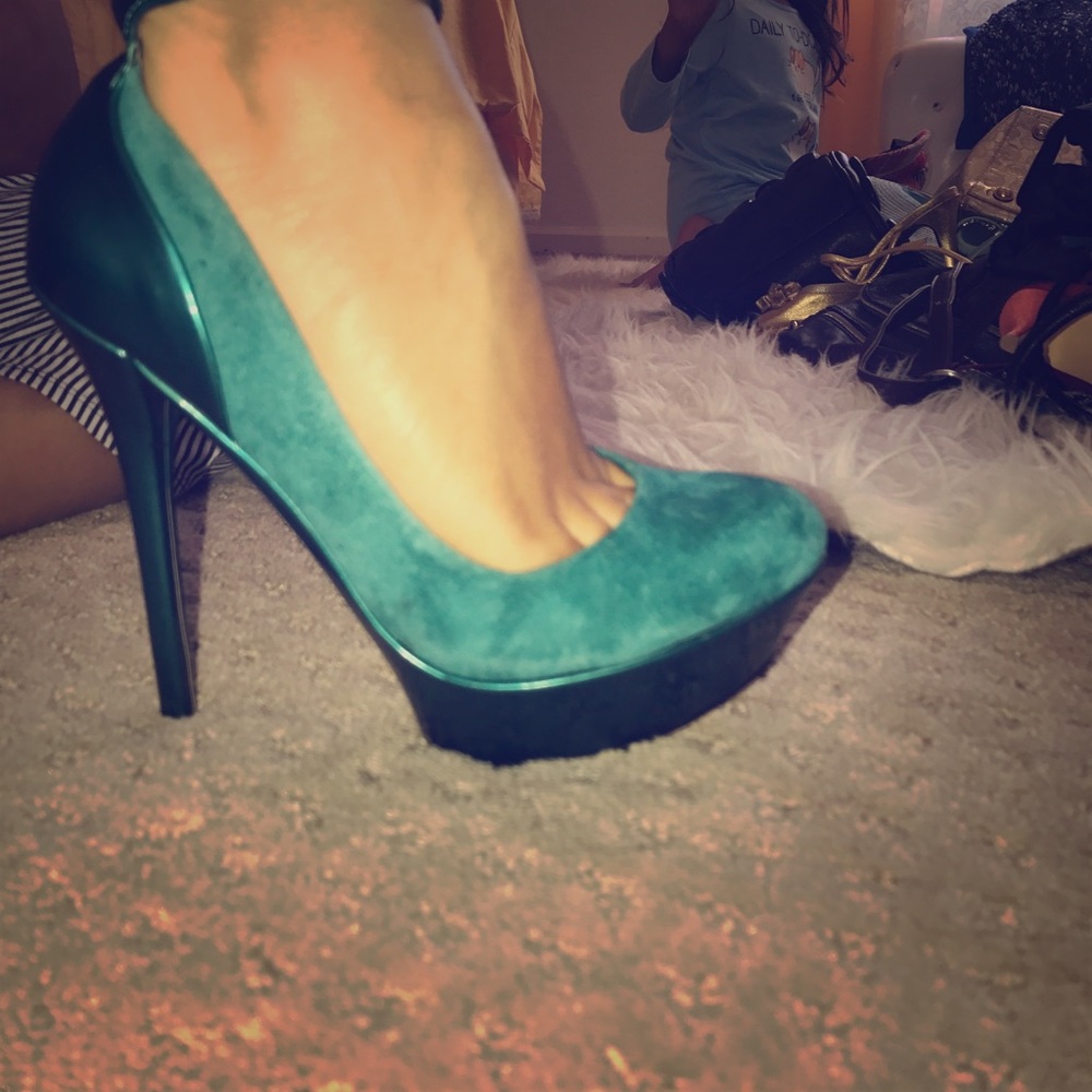 Blue high heels