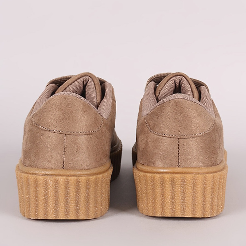 Taupe suede platform creeper sneaker - Picture 4 of 8